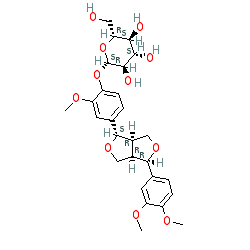 (2S,3R,4S,5S,6R)-2-(4-((1S,3aR,4R,6aR)-4-(3,4-Dimethoxyphenyl)tetrahydro-1H,3H-furo[3,4-c]furan-1-yl)-3-methoxyphenoxy)-6-(hydroxymethyl)tetrahydro-2H-pyran-3,4,5-triol chemical structure (CAS 487-41-2)