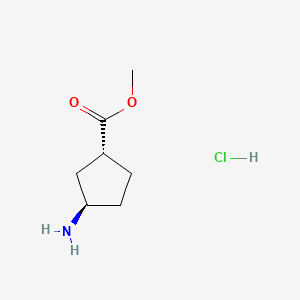 (1R,3R)-Methyl 3-aminocyclopentanecarboxylate hydrochloride chemical structure (CAS 489446-79-9)