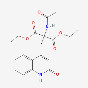 Diethyl 2-acetamido-2-((2-oxo-1,2-dihydroquinolin-4-yl)methyl)malonate chemical structure (CAS 4900-38-3)