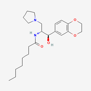 N-((1R,2R)-1-(2,3-Dihydrobenzo[b][1,4]dioxin-6-yl)-1-hydroxy-3-(pyrrolidin-1-yl)propan-2-yl)octanamide chemical structure (CAS 491833-29-5)