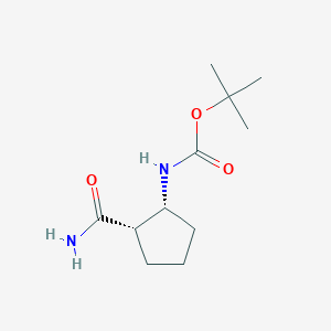 tert-Butyl rel-((1R,2S)-2-carbamoylcyclopentyl)carbamate chemical structure (CAS 494209-36-8)
