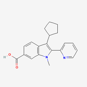 3-Cyclopentyl-1-methyl-2-(pyridin-2-yl)-1H-indole-6-carboxylic acid chemical structure (CAS 494799-85-8)