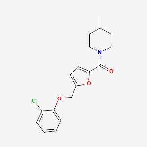 (5-((2-Chlorophenoxy)methyl)furan-2-yl)(4-methylpiperidin-1-yl)methanone chemical structure (CAS 494858-37-6)