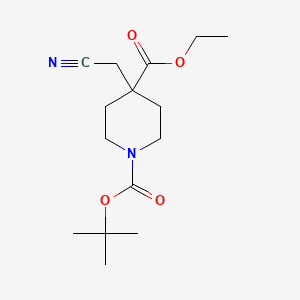 1-tert-Butyl 4-ethyl 4-(cyanomethyl)piperidine-1,4-dicarboxylate chemical structure (CAS 495414-81-8)