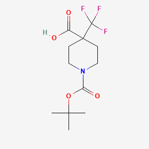 1-(tert-Butoxycarbonyl)-4-(trifluoromethyl)piperidine-4-carboxylic acid chemical structure (CAS 495415-51-5)