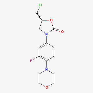 (R)-5-(Chloromethyl)-3-(3-fluoro-4-morpholinophenyl)oxazolidin-2-one chemical structure (CAS 496031-57-3)