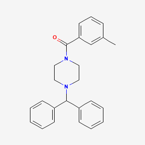 (4-Benzhydrylpiperazin-1-yl)(m-tolyl)methanone chemical structure (CAS 497228-34-9)