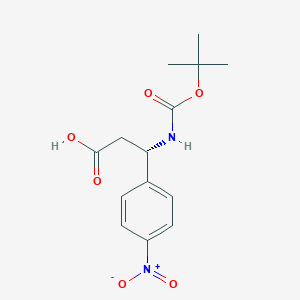 (S)-3-((tert-Butoxycarbonyl)amino)-3-(4-nitrophenyl)propanoic acid chemical structure (CAS 499995-73-2)