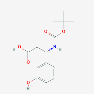 (S)-3-((tert-Butoxycarbonyl)amino)-3-(3-hydroxyphenyl)propanoic acid chemical structure (CAS 499995-79-8)