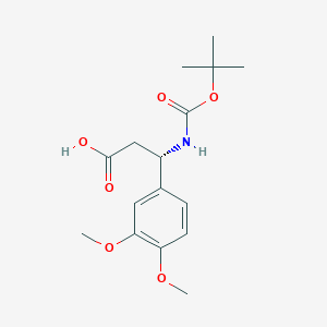 (S)-3-((tert-Butoxycarbonyl)amino)-3-(3,4-dimethoxyphenyl)propanoic acid chemical structure (CAS 499995-84-5)