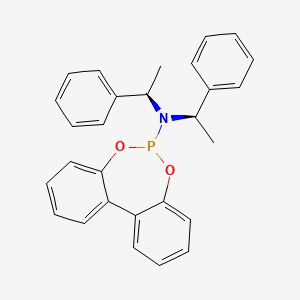 N,N-Bis[(1R)-(+)-phenylethyl]dibenzo[d,f][1,3,2]dioxaphosphepin-6-amine chemical structure (CAS 500103-26-4)