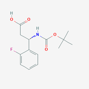 (S)-3-((tert-Butoxycarbonyl)amino)-3-(2-fluorophenyl)propanoic acid chemical structure (CAS 500770-71-8)