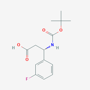 (S)-3-((tert-Butoxycarbonyl)amino)-3-(3-fluorophenyl)propanoic acid chemical structure (CAS 500770-72-9)