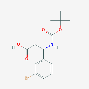 (S)-3-(3-Bromophenyl)-3-((tert-butoxycarbonyl)amino)propanoic acid chemical structure (CAS 500770-76-3)
