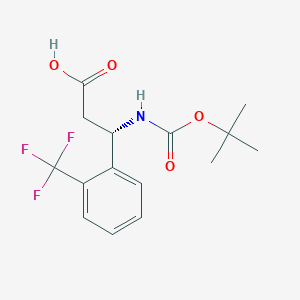 (S)-3-((tert-Butoxycarbonyl)amino)-3-(2-(trifluoromethyl)phenyl)propanoic acid chemical structure (CAS 500770-77-4)