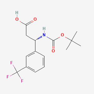 (S)-3-((tert-Butoxycarbonyl)amino)-3-(3-(trifluoromethyl)phenyl)propanoic acid chemical structure (CAS 500770-78-5)