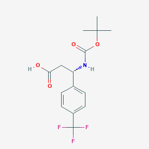 (S)-3-((tert-Butoxycarbonyl)amino)-3-(4-(trifluoromethyl)phenyl)propanoic acid chemical structure (CAS 500770-79-6)