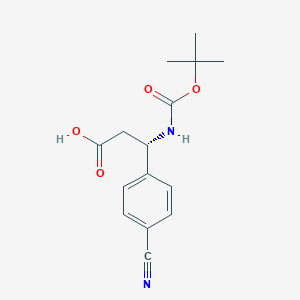 (S)-3-((tert-Butoxycarbonyl)amino)-3-(4-cyanophenyl)propanoic acid chemical structure (CAS 500770-82-1)