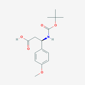 (R)-3-((tert-Butoxycarbonyl)amino)-3-(4-methoxyphenyl)propanoic acid chemical structure (CAS 500788-87-4)