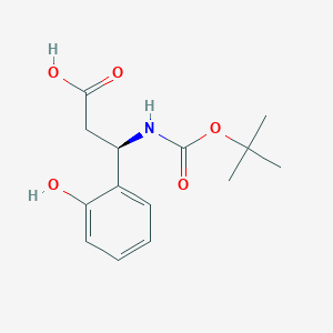 (R)-3-((tert-Butoxycarbonyl)amino)-3-(2-hydroxyphenyl)propanoic acid chemical structure (CAS 500788-88-5)
