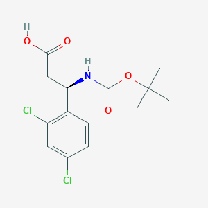 (R)-3-((tert-Butoxycarbonyl)amino)-3-(2,4-dichlorophenyl)propanoic acid chemical structure (CAS 500788-90-9)