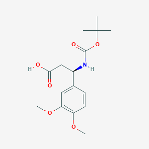 (R)-3-((tert-Butoxycarbonyl)amino)-3-(3,4-dimethoxyphenyl)propanoic acid chemical structure (CAS 500788-93-2)