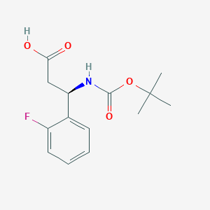 (R)-3-((tert-Butoxycarbonyl)amino)-3-(2-fluorophenyl)propanoic acid chemical structure (CAS 500789-03-7)