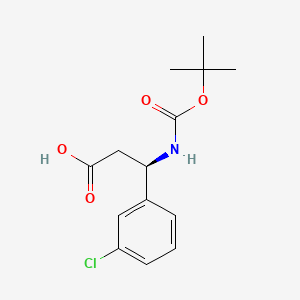 (R)-3-((tert-Butoxycarbonyl)amino)-3-(3-chlorophenyl)propanoic acid chemical structure (CAS 500789-06-0)