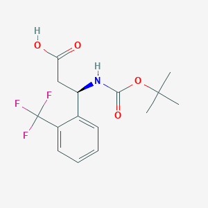 (R)-3-((tert-Butoxycarbonyl)amino)-3-(2-(trifluoromethyl)phenyl)propanoic acid chemical structure (CAS 501015-17-4)
