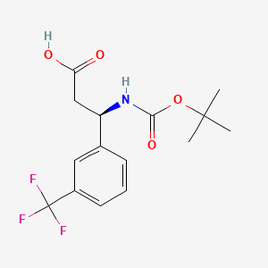 (R)-3-((tert-Butoxycarbonyl)amino)-3-(3-(trifluoromethyl)phenyl)propanoic acid chemical structure (CAS 501015-18-5)
