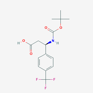 (R)-3-((tert-Butoxycarbonyl)amino)-3-(4-(trifluoromethyl)phenyl)propanoic acid chemical structure (CAS 501015-19-6)