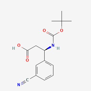 (R)-3-((tert-Butoxycarbonyl)amino)-3-(3-cyanophenyl)propanoic acid chemical structure (CAS 501015-21-0)