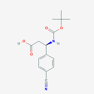 (R)-3-((tert-Butoxycarbonyl)amino)-3-(4-cyanophenyl)propanoic acid chemical structure (CAS 501015-22-1)