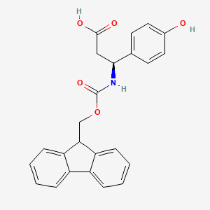 (S)-3-((((9H-Fluoren-9-yl)methoxy)carbonyl)amino)-3-(4-hydroxyphenyl)propanoic acid chemical structure (CAS 501015-33-4)