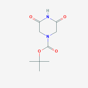 3,5-Dioxo-1-piperazinecarboxylic acid 1,1-dimethylethyl ester chemical structure (CAS 501127-89-5)