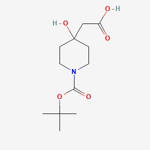 2-(1-(tert-Butoxycarbonyl)-4-hydroxypiperidin-4-yl)acetic acid chemical structure (CAS 502482-52-2)