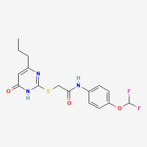 N-(4-(Difluoromethoxy)phenyl)-2-((6-oxo-4-propyl-1,6-dihydropyrimidin-2-yl)thio)acetamide chemical structure (CAS 502887-71-0)