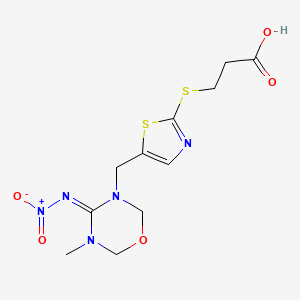 3-((5-((5-Methyl-4-(nitroimino)-1,3,5-oxadiazinan-3-yl)methyl)thiazol-2-yl)thio)propanoic acid chemical structure (CAS 502903-14-2)