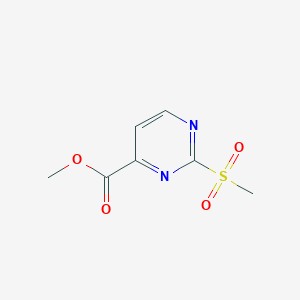 Methyl 2-(methylsulfonyl)pyrimidine-4-carboxylate chemical structure (CAS 503072-46-6)