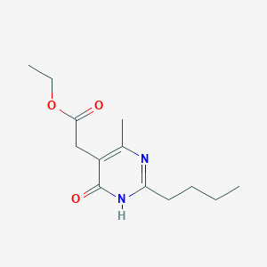 Ethyl 2-(2-butyl-4-hydroxy-6-methylpyrimidin-5-yl)acetate chemical structure (CAS 503155-65-5)