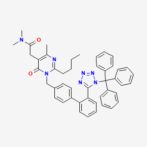 2-(2-Butyl-4-methyl-6-oxo-1-((2'-(1-trityl-1H-tetrazol-5-yl)-[1,1'-biphenyl]-4-yl)methyl)-1,6-dihydropyrimidin-5-yl)-N,N-dimethylacetamide chemical structure (CAS 503155-67-7)