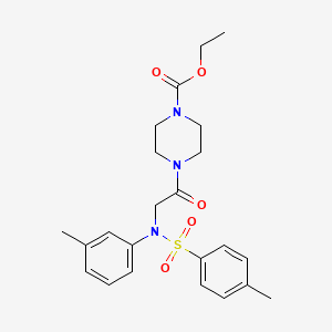Ethyl 4-(N-(m-tolyl)-N-tosylglycyl)piperazine-1-carboxylate chemical structure (CAS 505051-15-0)