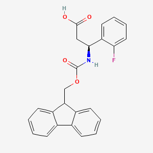 (S)-3-((((9H-Fluoren-9-yl)methoxy)carbonyl)amino)-3-(2-fluorophenyl)propanoic acid chemical structure (CAS 507472-13-1)