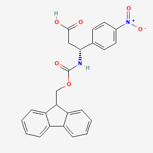 (R)-3-((((9H-Fluoren-9-yl)methoxy)carbonyl)amino)-3-(4-nitrophenyl)propanoic acid chemical structure (CAS 507472-26-6)