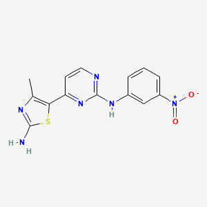 4-Methyl-5-(2-((3-nitrophenyl)amino)pyrimidin-4-yl)thiazol-2-amine chemical structure (CAS 507487-89-0)
