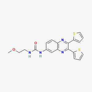 1-(2,3-Di(thiophen-2-yl)quinoxalin-6-yl)-3-(2-methoxyethyl)urea chemical structure (CAS 508186-14-9)