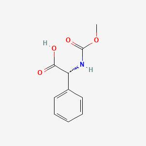 (R)-2-((Methoxycarbonyl)amino)-2-phenylacetic acid chemical structure (CAS 50890-96-5)