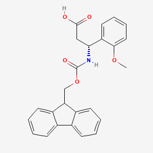 (R)-3-((((9H-Fluoren-9-yl)methoxy)carbonyl)amino)-3-(2-methoxyphenyl)propanoic acid chemical structure (CAS 511272-31-4)