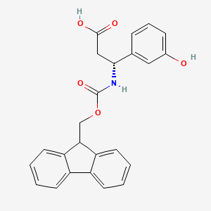(R)-3-((((9H-Fluoren-9-yl)methoxy)carbonyl)amino)-3-(3-hydroxyphenyl)propanoic acid chemical structure (CAS 511272-35-8)