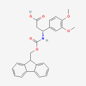 (R)-3-((((9H-Fluoren-9-yl)methoxy)carbonyl)amino)-3-(3,4-dimethoxyphenyl)propanoic acid chemical structure (CAS 511272-40-5)